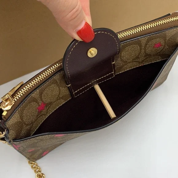 COACH NWT Poppy Crossbody With Card Case In Signature Canvas With Disco Star - Picture 13 of 16